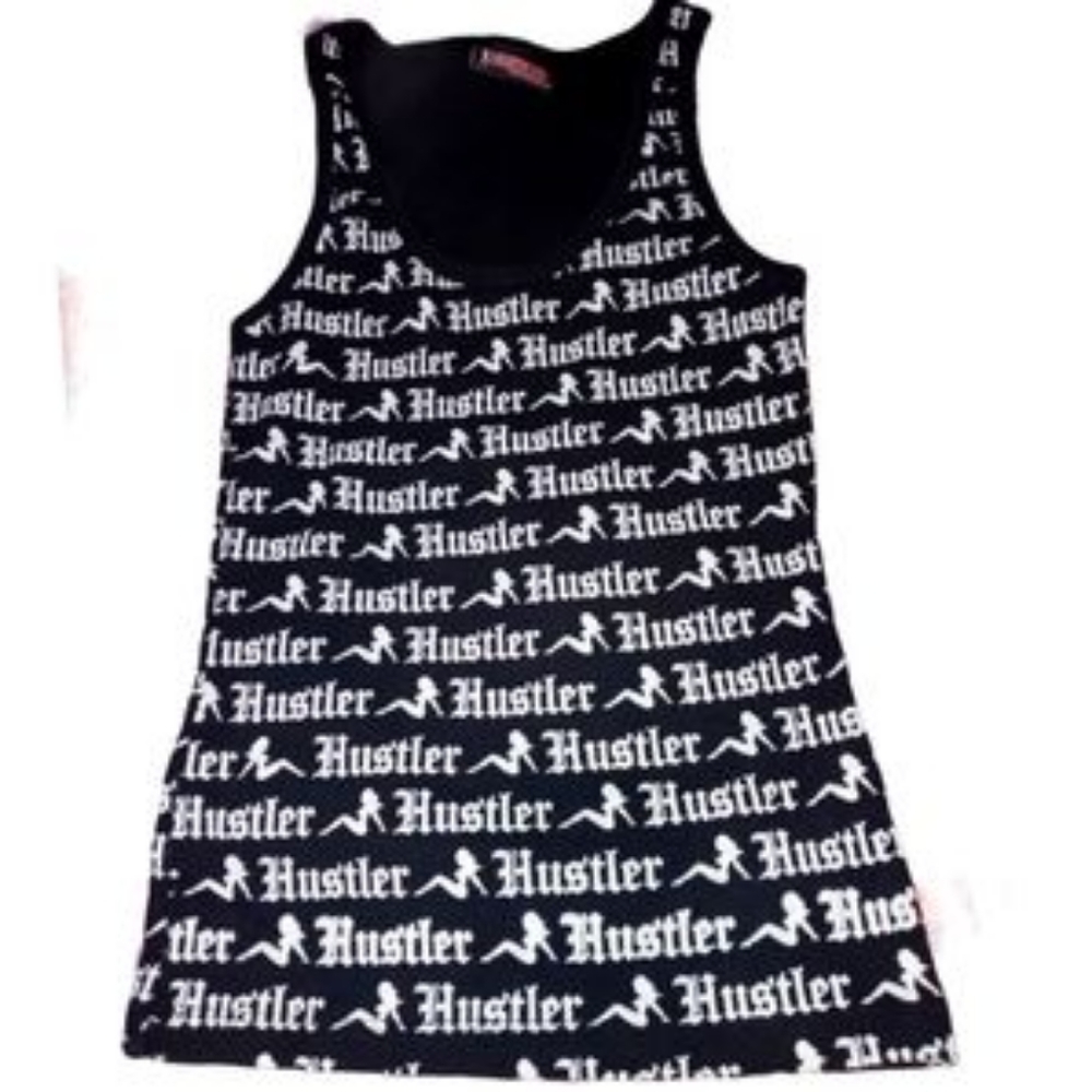 Hustler black & white tank hustler all over xs